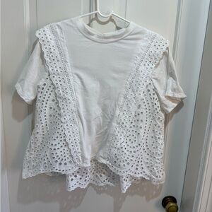 Sea New York White Eyelet Layered Short Sleeve Top